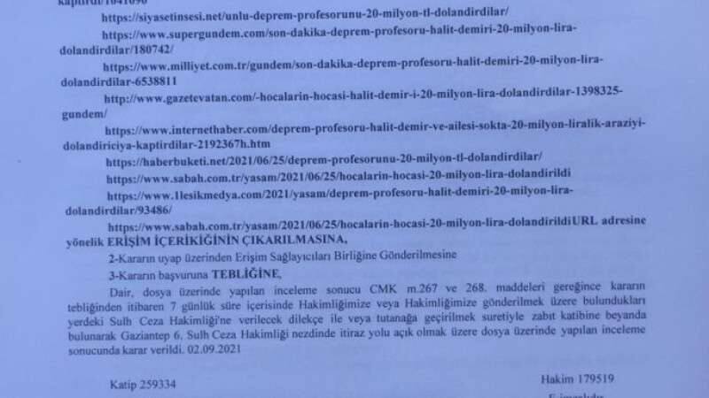 CEVDET DÜZ HAKKINDA YAPILAN YALAN ve ASILSIZ HABERİN KALDIRMA KARARI